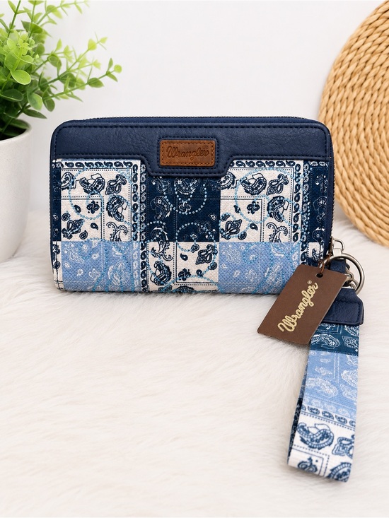 Wrangler Handbags - New Wrangler Women’s Patchwork Paisley Wallet Wristlet Wallet Boho Western Large
